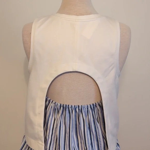 Anthropologie White and Blue Ruffled Tank Top - Picture 5 of 7